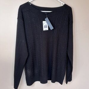 NWT Napa Valley solid black cable knit sweater long sleeve Women’s Sz M